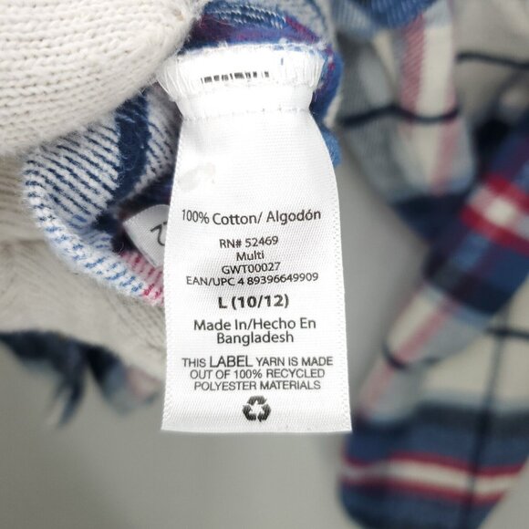 Free Assembly Button Shirt Girls Large 10-12 Blue White Flannel Shacket Plaid - Picture 7 of 10